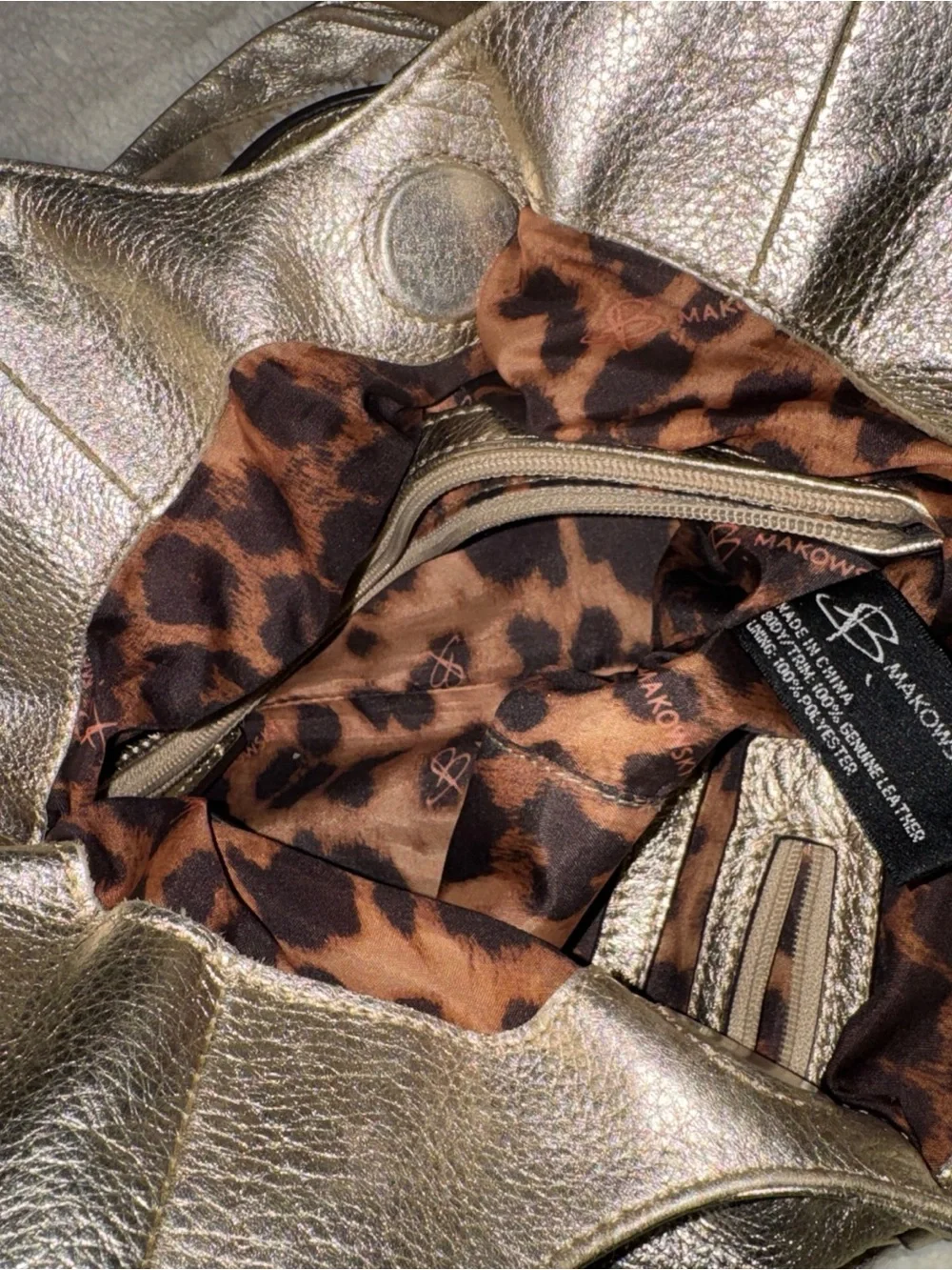 b. makowsky Metallic Gold Leather Shoulder Bag